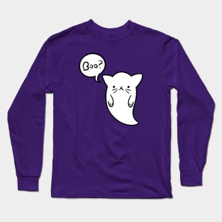 Halloween Boo Ghost Cat Version Purple Long Sleeve T-Shirt